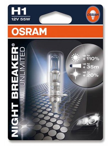 Eclairage Moto Osram Ampoule H1 Night Breaker - 12V 55W P14.5s - Blister 1 ampoule