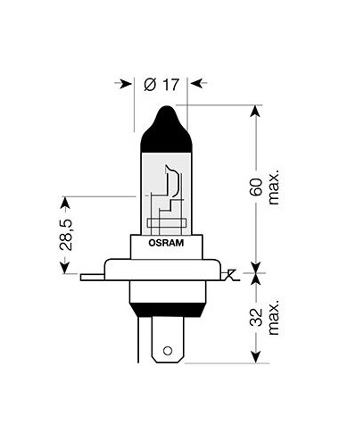 Eclairage Moto Osram Ampoule H4 Night Breaker - 12V 60/55W P43t - Blister 1 ampoule