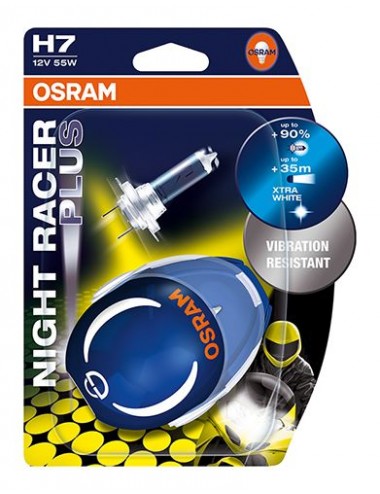 Eclairage Moto Osram Ampoule H7 Night Racer 110 - 12V 55W Px26d Xtra White - Blister 2 Ampoules